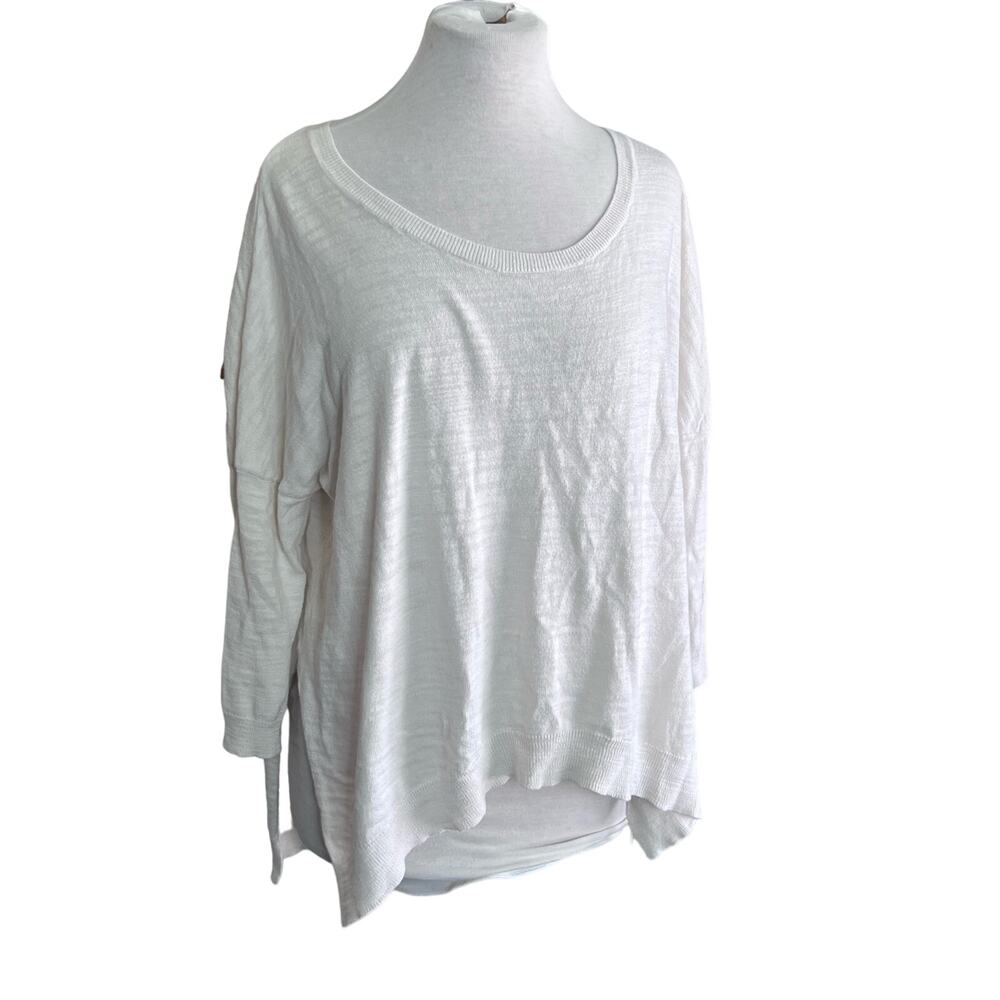 Moth Anthropologie‎ Cream White Cotton Viscose Knit Drop Sleeve Sweater W…